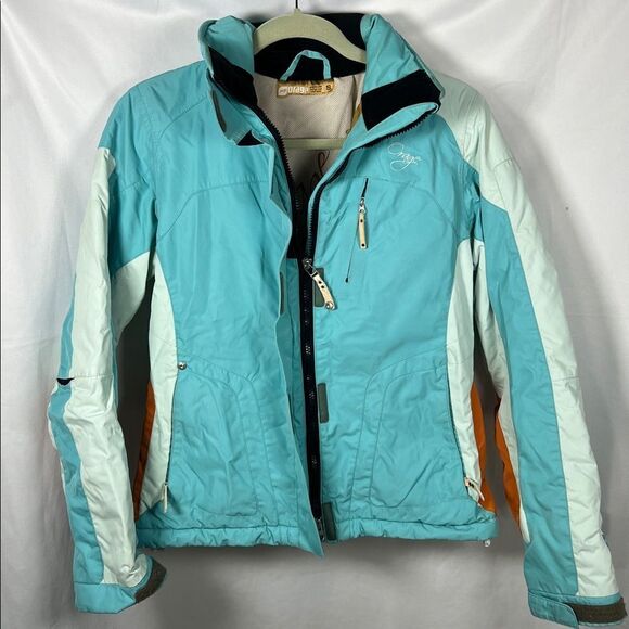 Orage Women's Aqua and Orange Ski Jacket size S - Picture 4 of 9